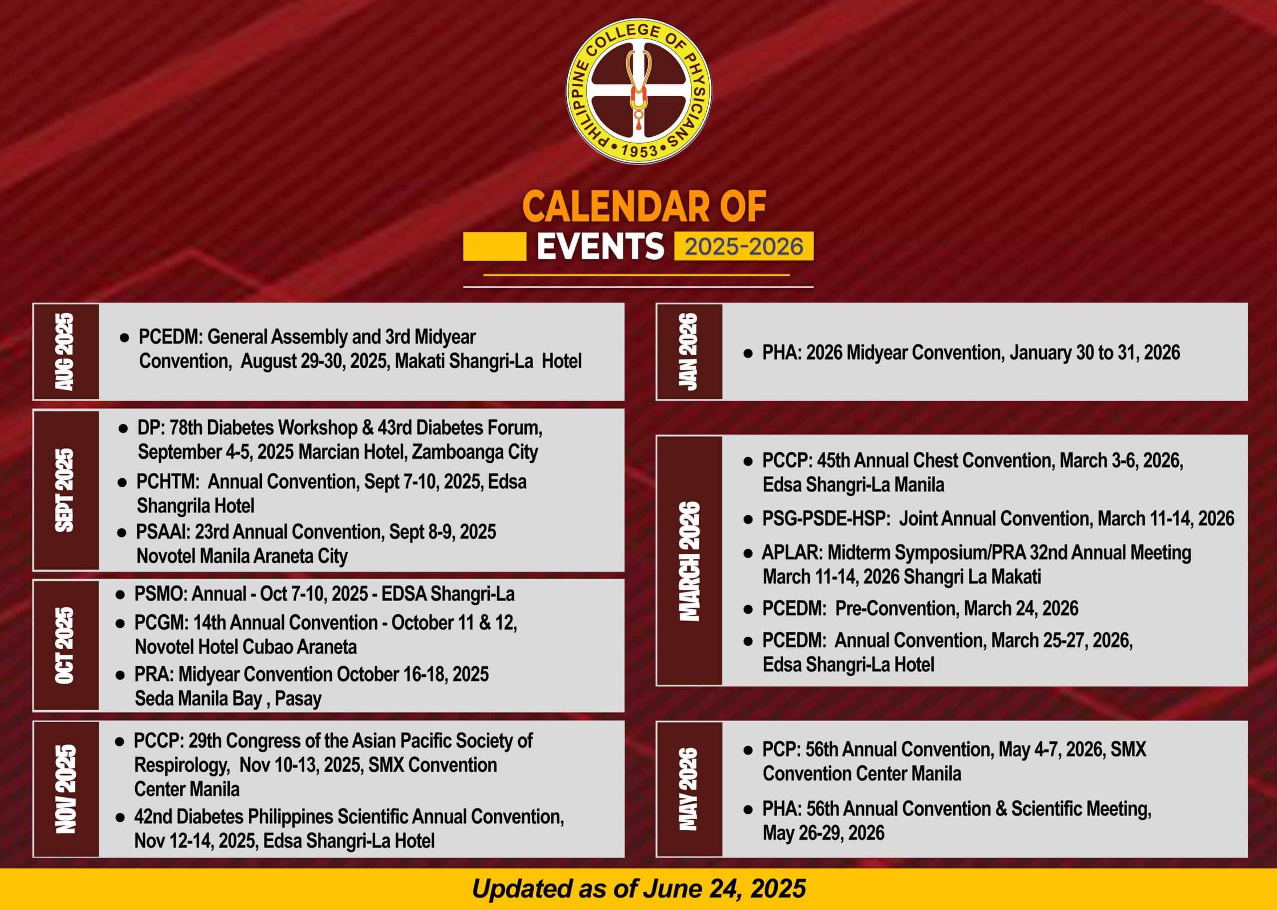 Calendar of Events 2025